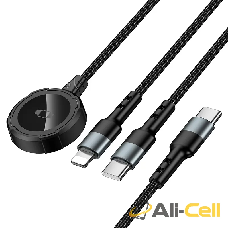 Wireless charger “CW64” 3-in-1 with charging cable (Cw64 Black) — 2