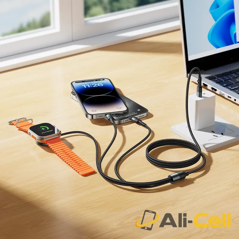 Wireless charger “CW64” 3-in-1 with charging cable (Cw64 Black) — 7