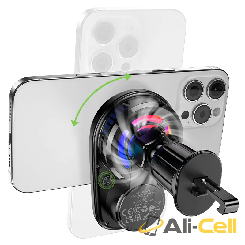 Car wireless charger “HW36” for air outlet (Hw36 Black) — 4