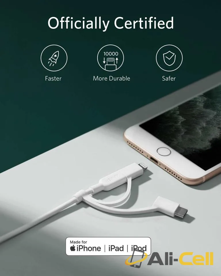 Anker 321 USB-A to Lightning Cable (3 ft 3-in-1) (Black) — 6