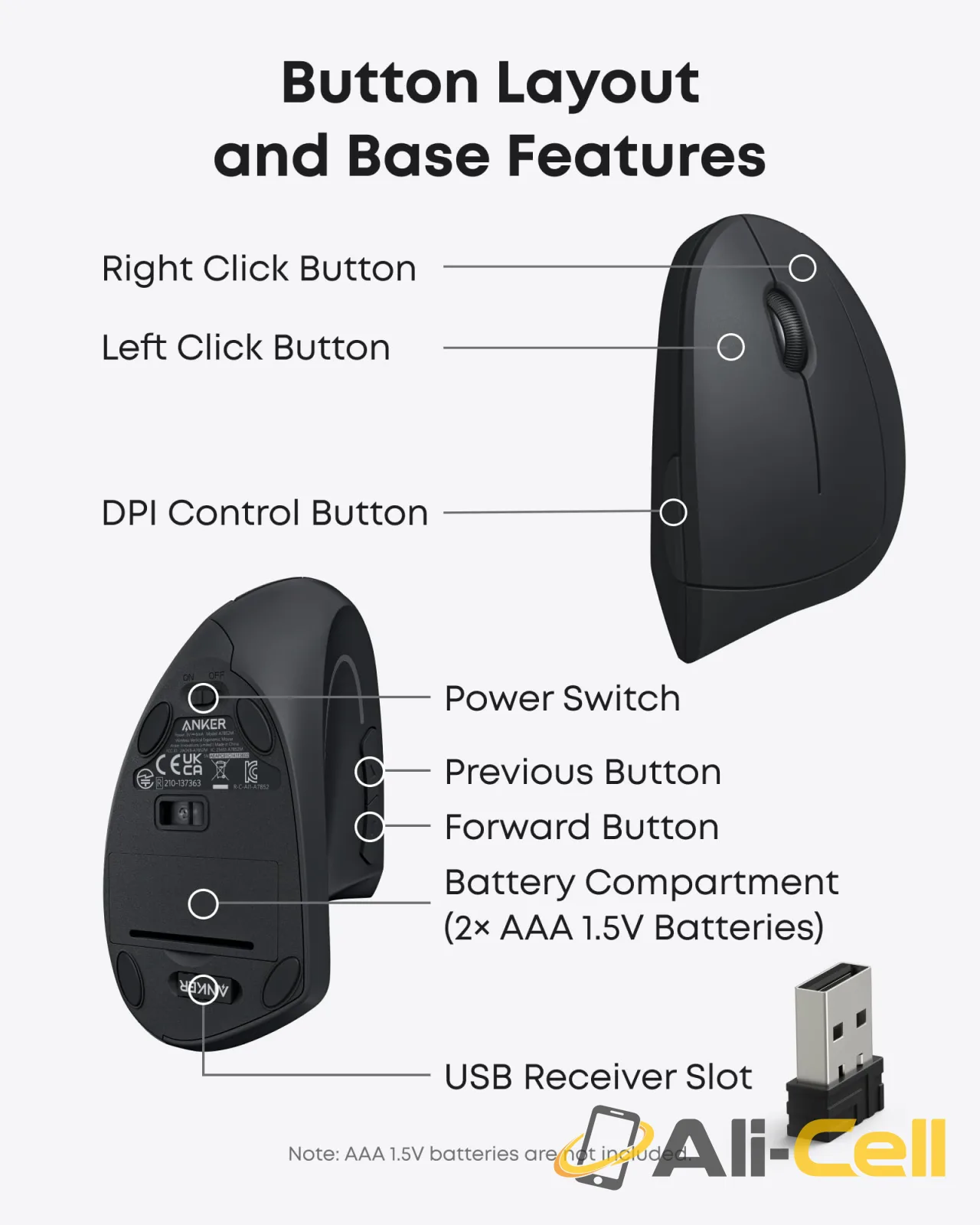 Anker 2.4G Wireless Vertical Ergonomic Optical Mouse — 3
