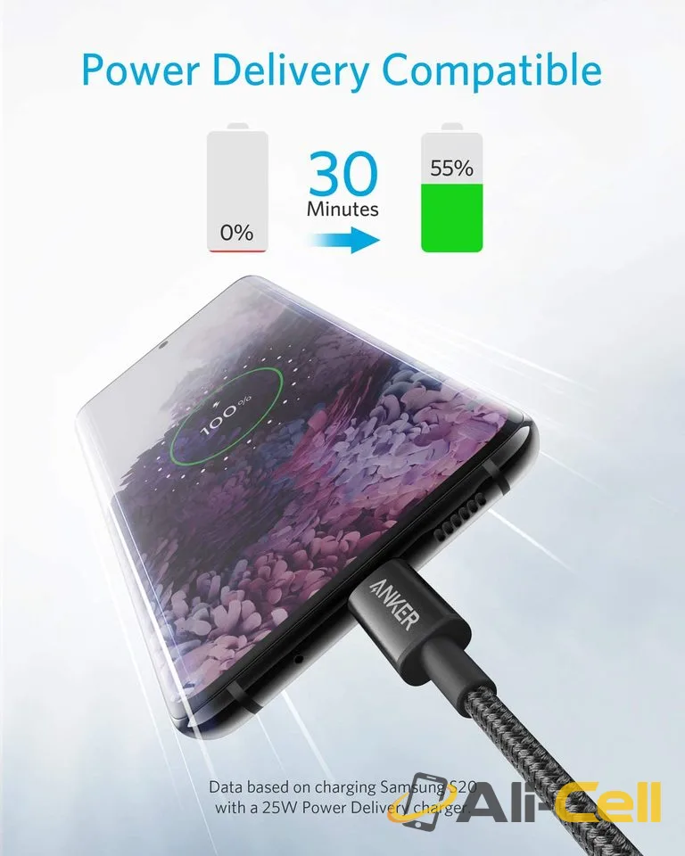 2-Pack Anker New Nylon USB-C to USB-C Cable (3 ft / 6 ft, 60W) (Black / 6ft) — 2