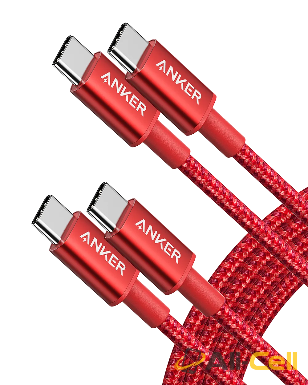 2-Pack Anker New Nylon USB-C to USB-C Cable (3 ft / 6 ft, 60W) (Red / 6ft)