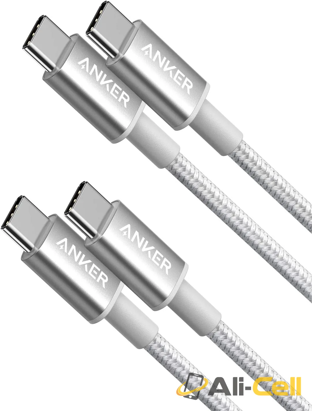 2-Pack Anker New Nylon USB-C to USB-C Cable (3 ft / 6 ft, 60W) (Silver / 3ft)