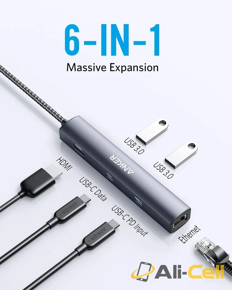Anker 543 USB-C Hub (6-in-1, Slim) — 2