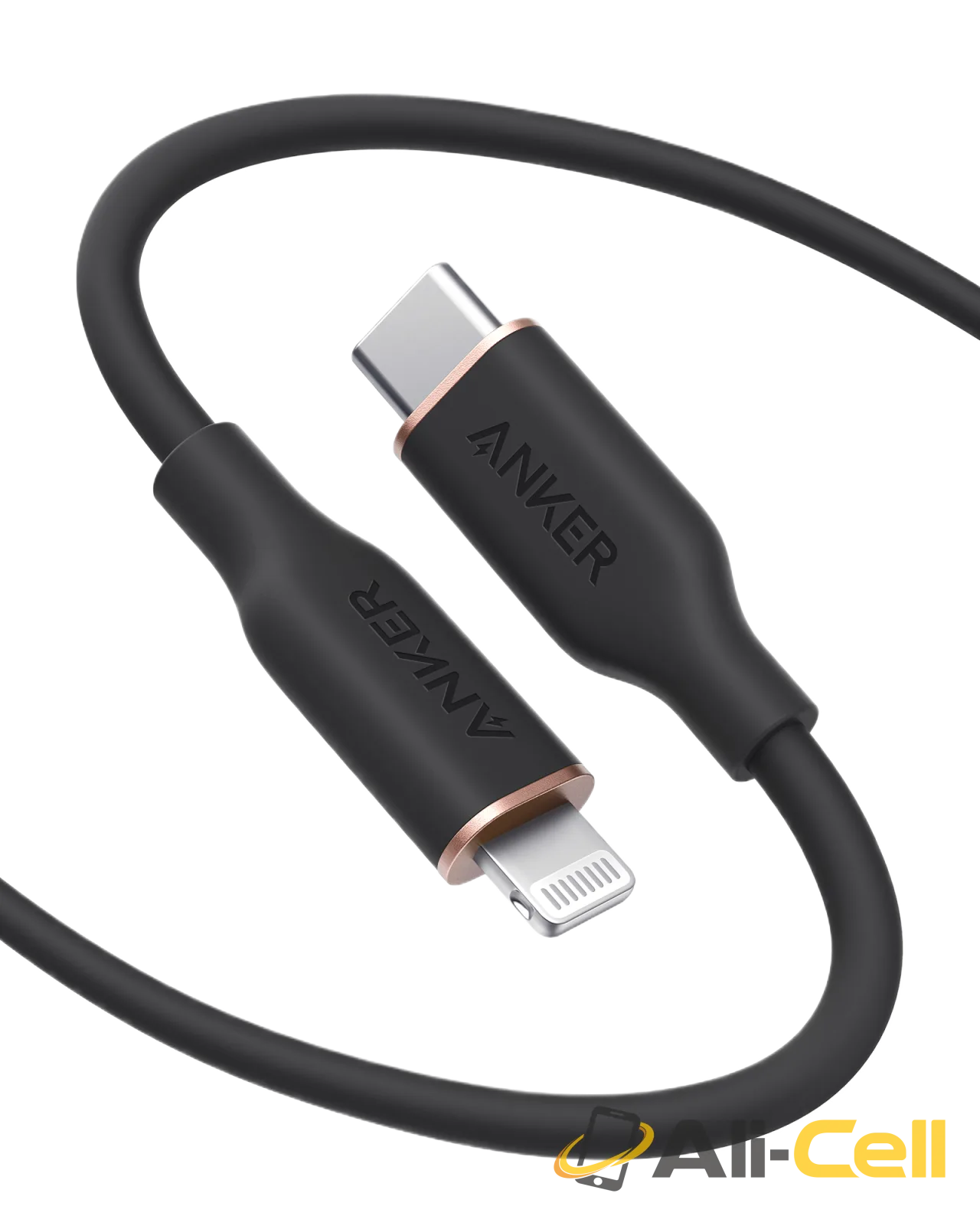 Anker 641 USB-C to Lightning Cable (Flow, 3 ft Silicone) (6ft / Midnight Black)