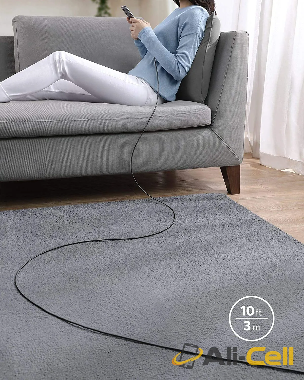 New Nylon USB-C to USB-C 100W Cable (10 ft) (Black) — 7