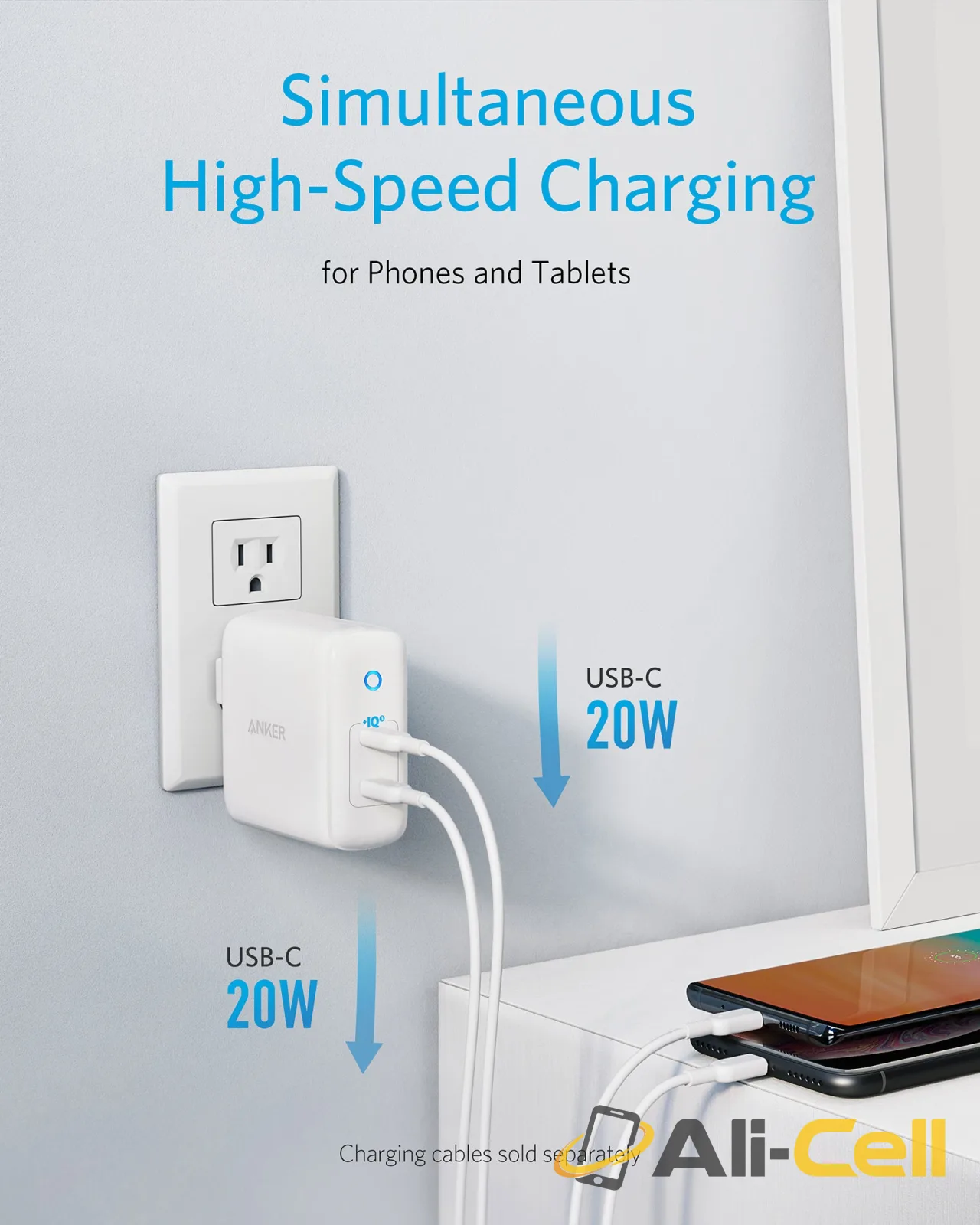 Anker 324 Charger (40W) (White) — 3