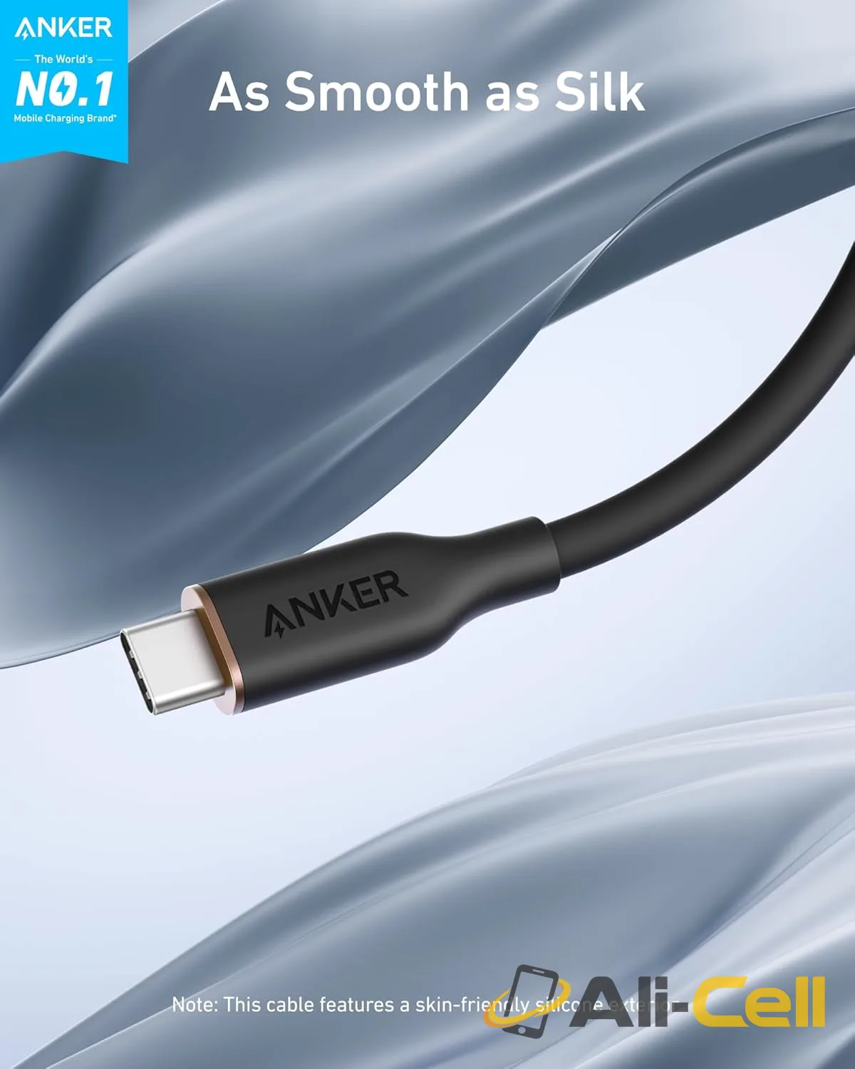 Anker 643 USB-C to USB-C Cable (Flow, Silicone) (3ft / 240W / Midnight Black) — 3
