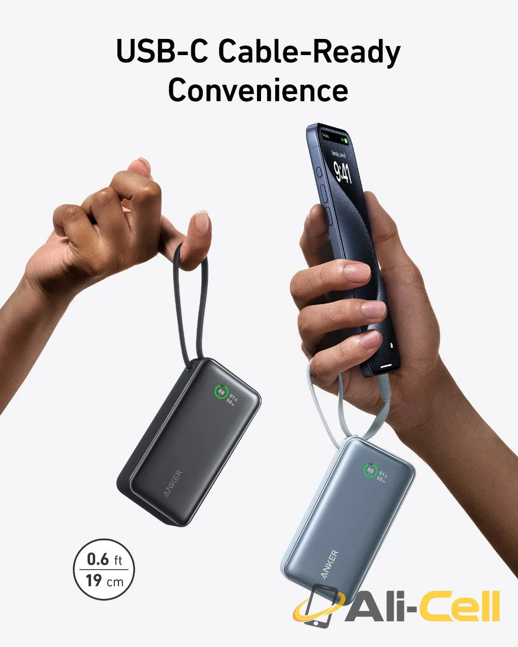 Anker Nano Power Bank (30W, Built-In USB-C Cable) (Natural Green) — 4