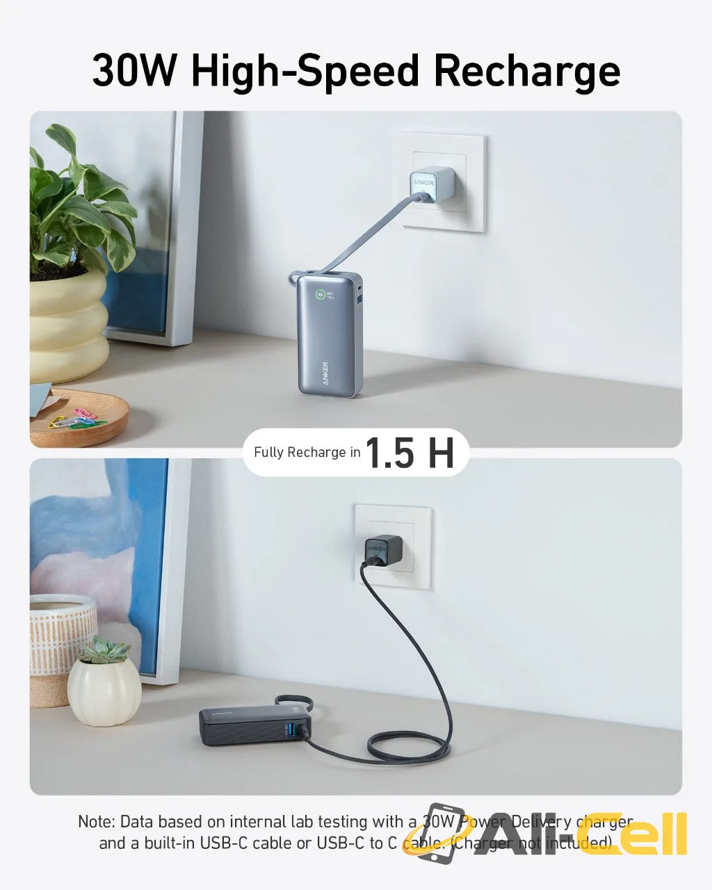 Anker Nano Power Bank (30W, Built-In USB-C Cable) (Natural Green) — 6