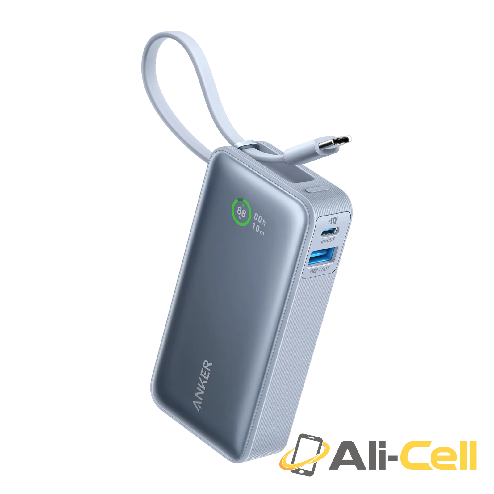 Anker Nano Power Bank (30W, Built-In USB-C Cable) (Ice Lake Blue)