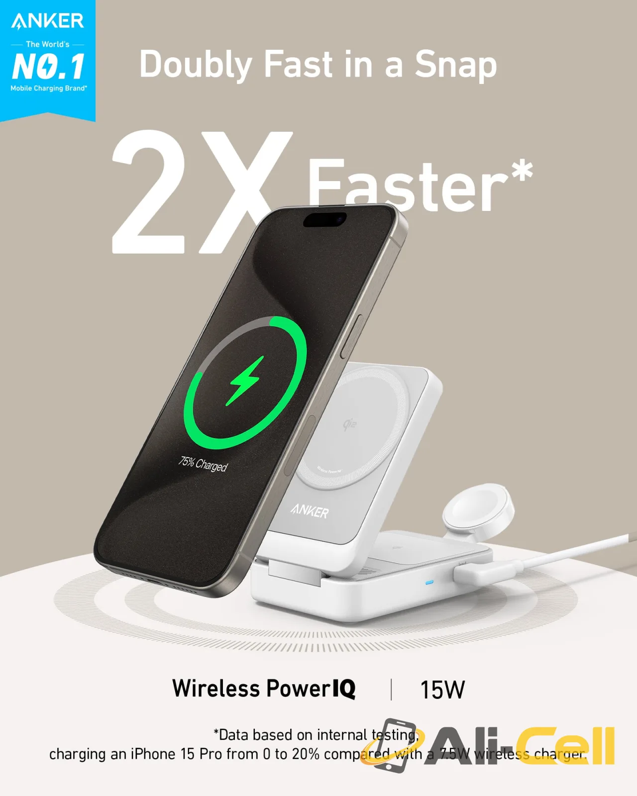 Anker MagGo Wireless Charging Station (Foldable 3-in-1) (Shell White) — 2