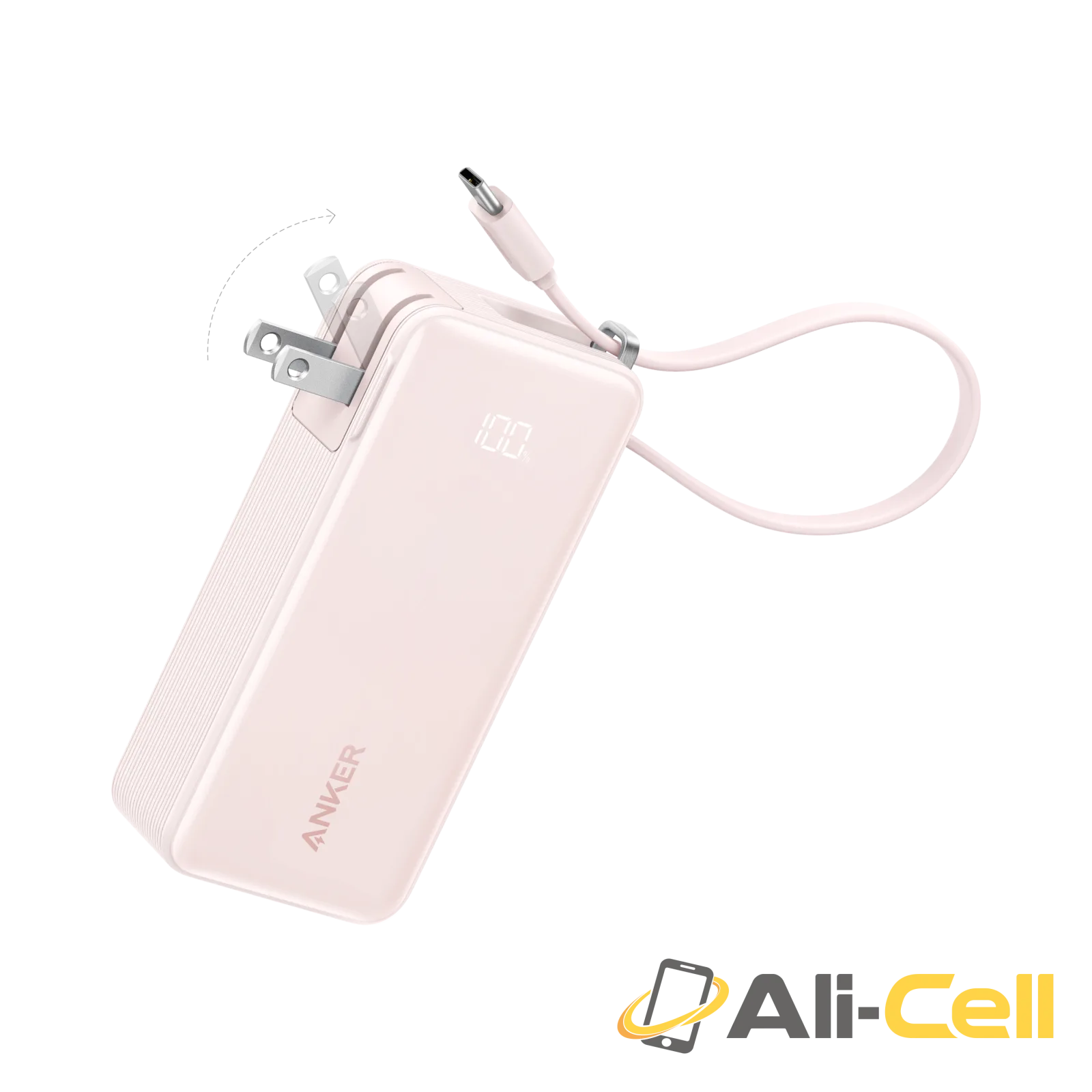 Anker Power Bank (10K, Fusion, Built-In Cable) (Built-In Lightning Cable / Pastel Pink)
