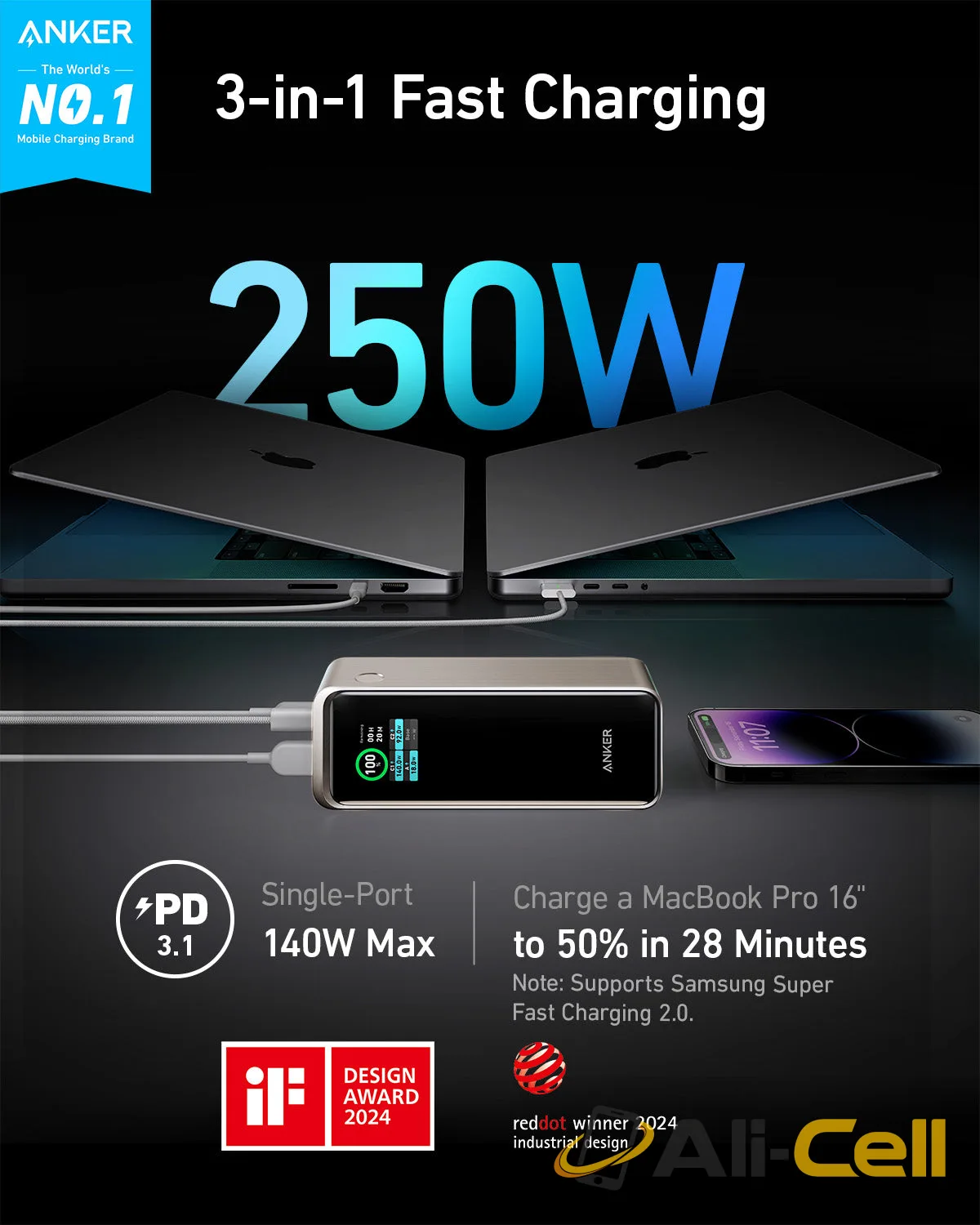 Anker Prime Power Bank (27K, 250W) (Black) — 8