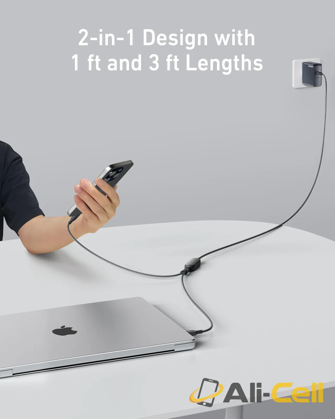 Anker 140W 2-in-1 USB-C to USB-C Cable (4 ft) — 4