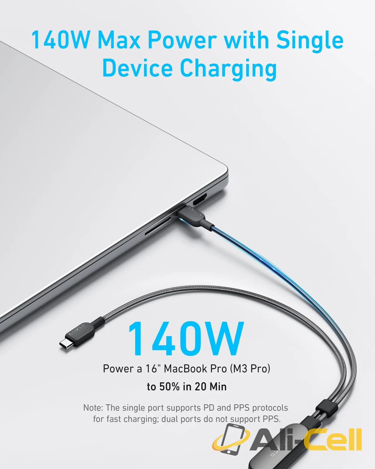 Anker 140W 2-in-1 USB-C to USB-C Cable (4 ft) — 6