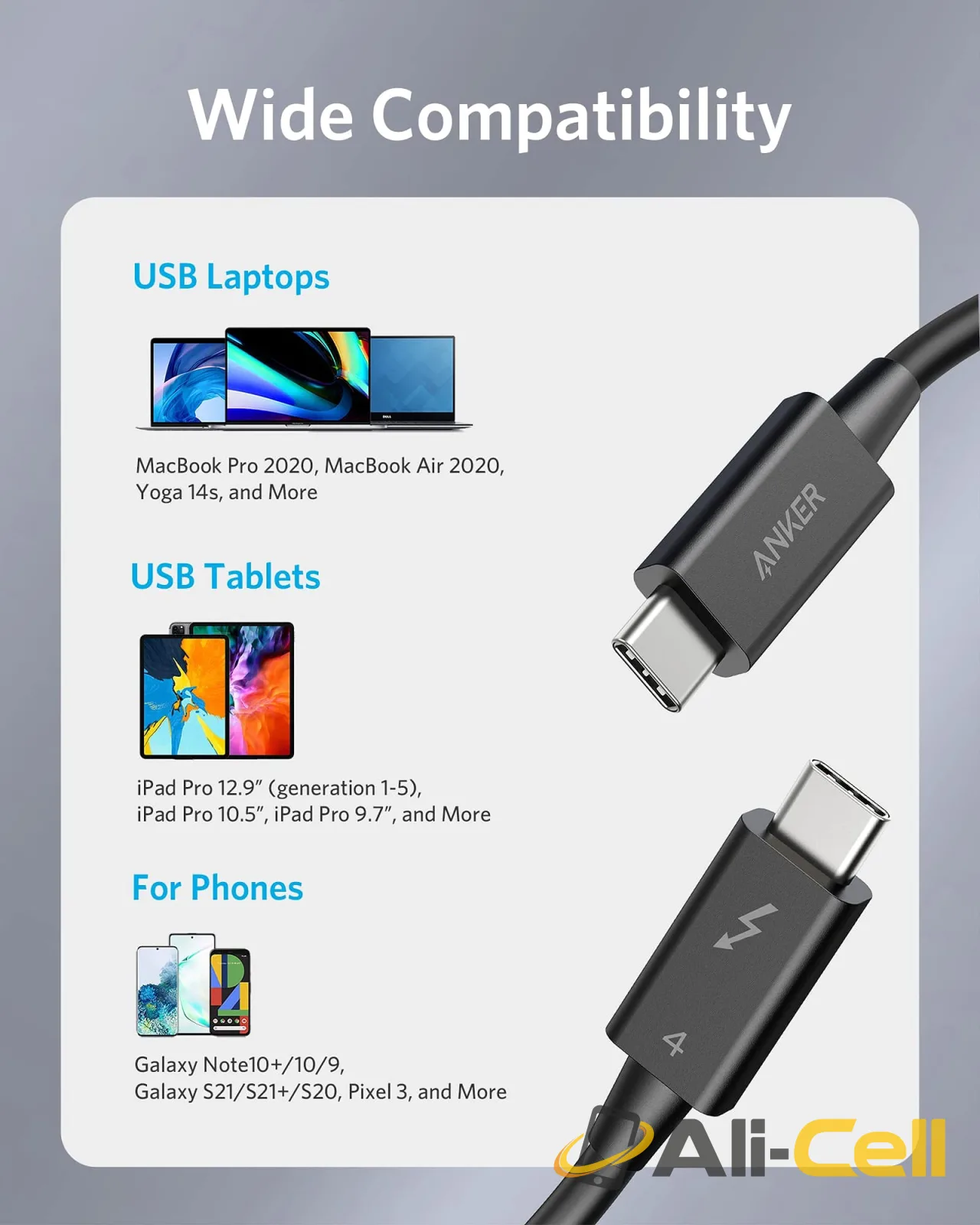 Refurbished Anker USB-C to USB-C Thunderbolt 4 100W Cable (2.3 ft) — 4