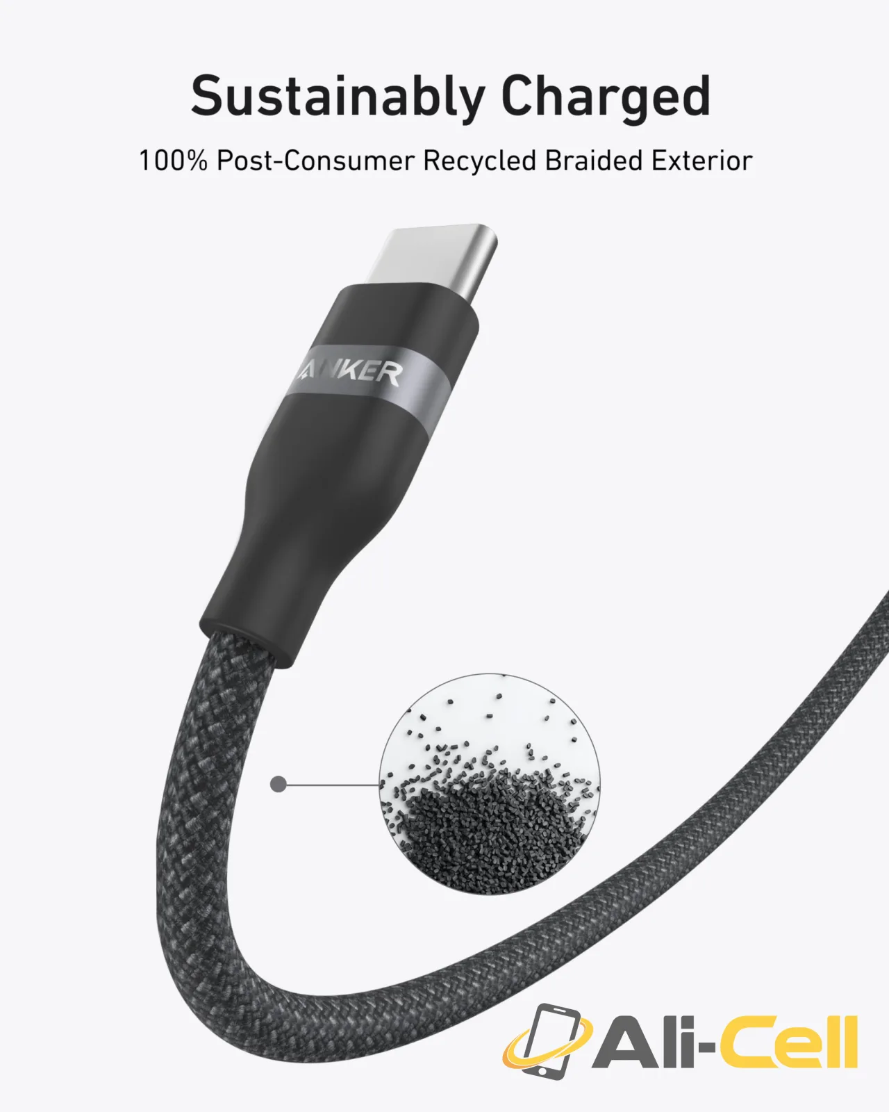 Anker USB-C to USB-C Cable (3 ft / 6 ft, 240W, Upcycled-Braided) (3 ft / Black Stone) — 5