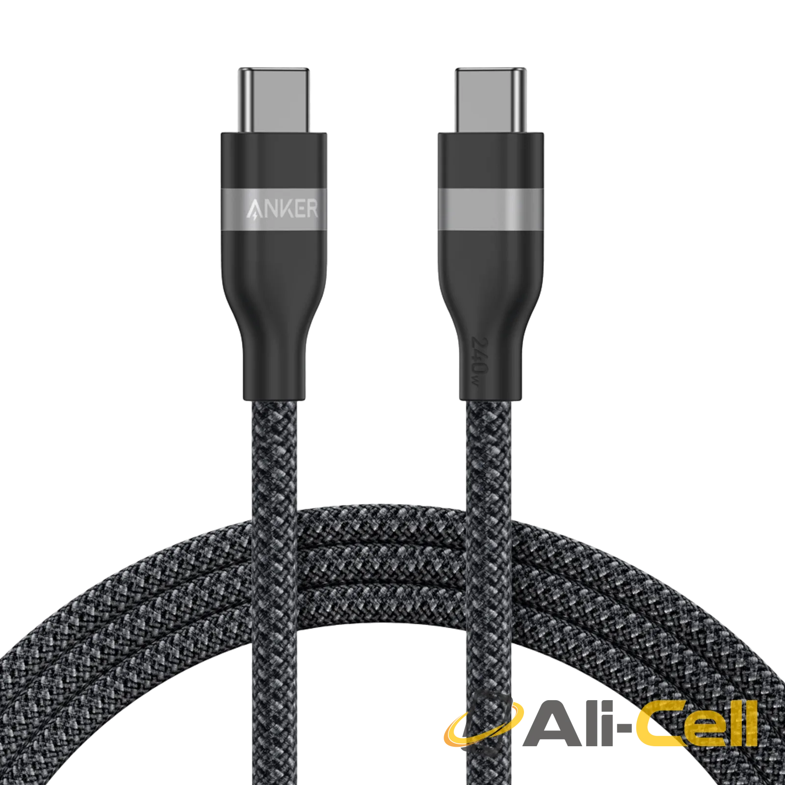 Anker USB-C to USB-C Cable (3 ft / 6 ft, 240W, Upcycled-Braided) (6 ft / Black Stone)