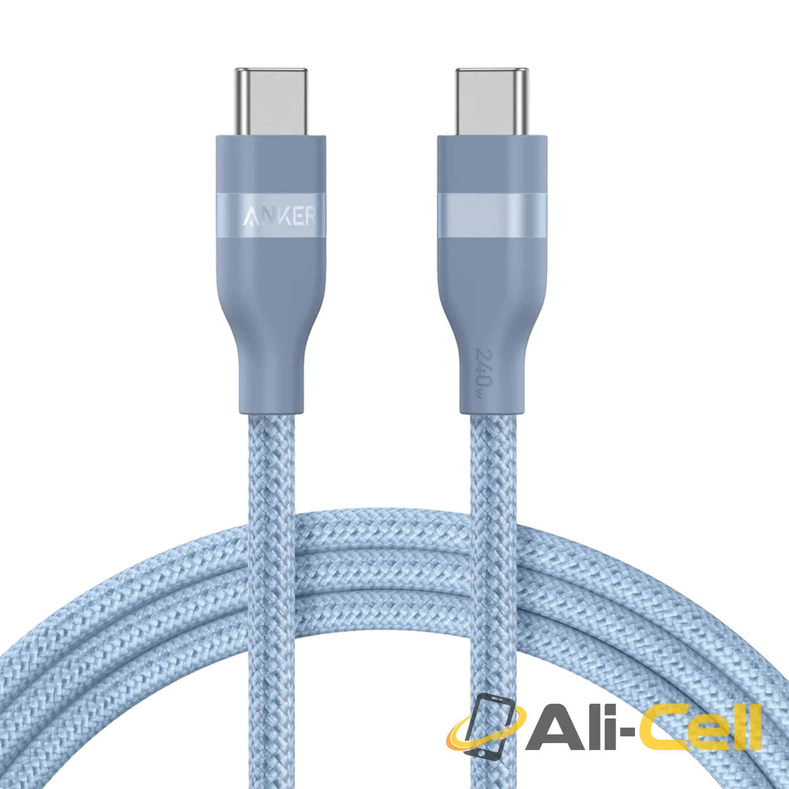 Anker USB-C to USB-C Cable (3 ft / 6 ft, 240W, Upcycled-Braided) (6 ft / Ice Lake Blue)