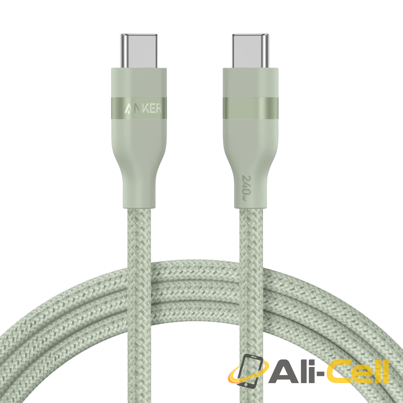 Anker USB-C to USB-C Cable (3 ft / 6 ft, 240W, Upcycled-Braided) (6 ft / Sprout Green)