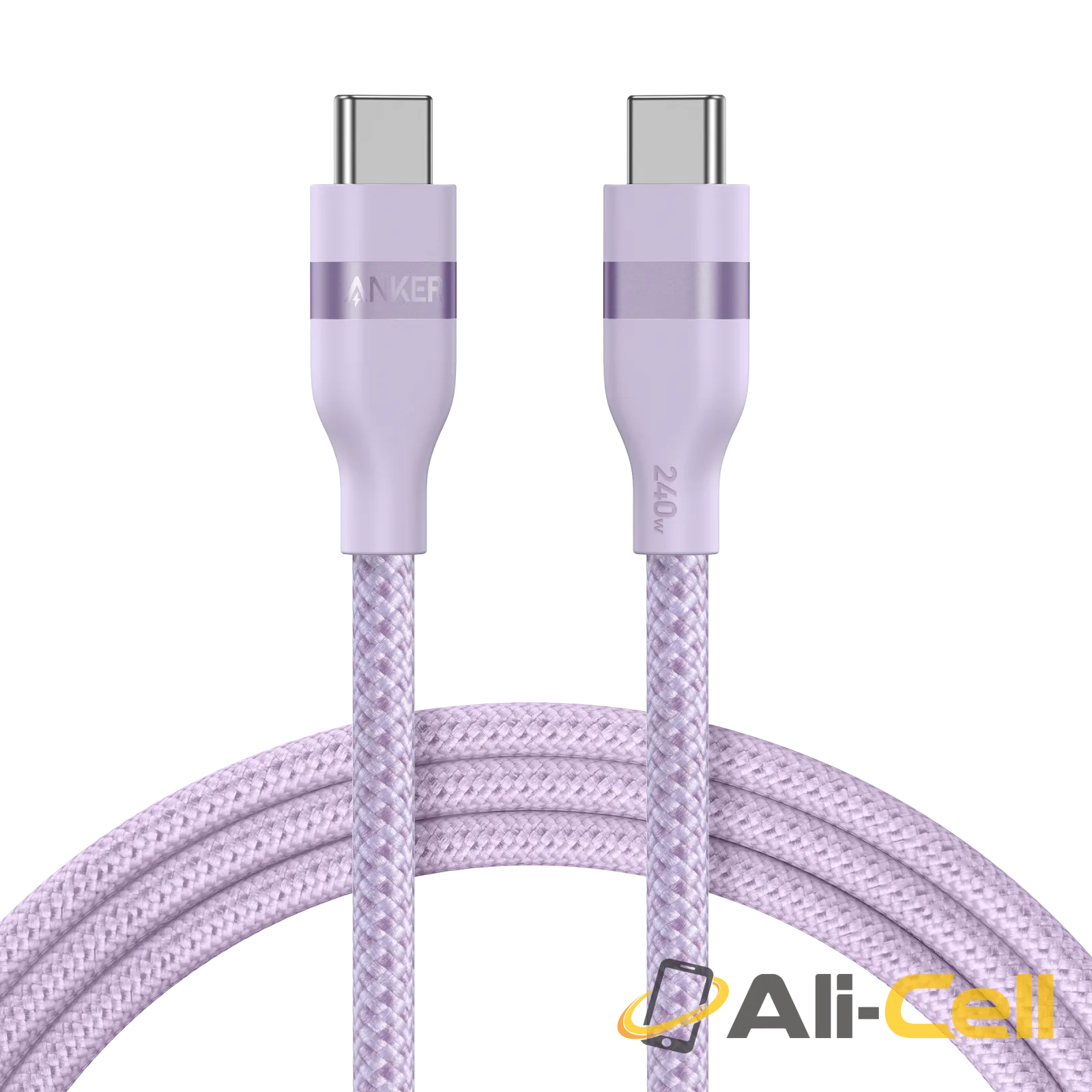 Anker USB-C to USB-C Cable (3 ft / 6 ft, 240W, Upcycled-Braided) (6 ft / Lilac Purple)