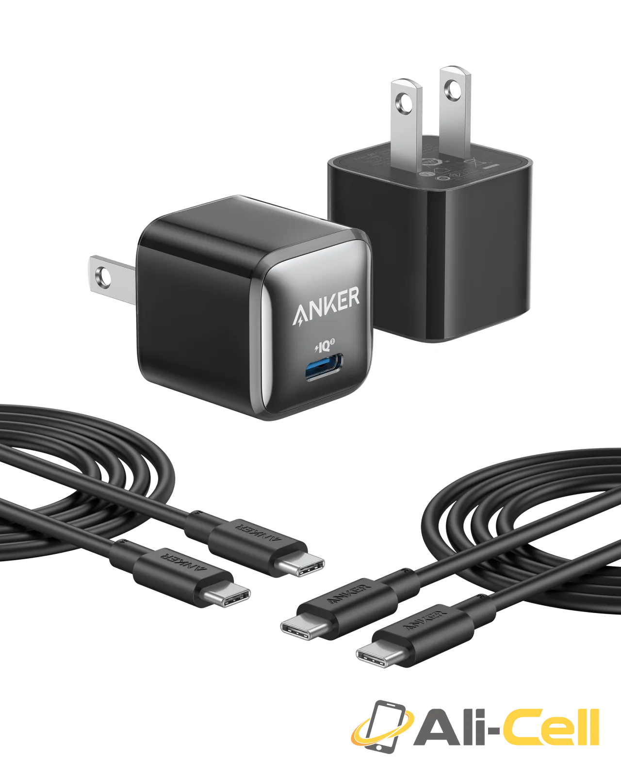 Anker 511 Charger (Nano Pro) with 6 ft USB-C Cable(2-Pack) (Black)
