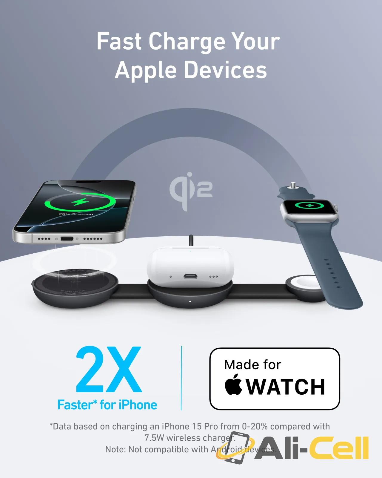 Anker MagGo Wireless Charging Station (3-in-1, Foldable Pad) (Teal Oasis / With Adapter) — 4