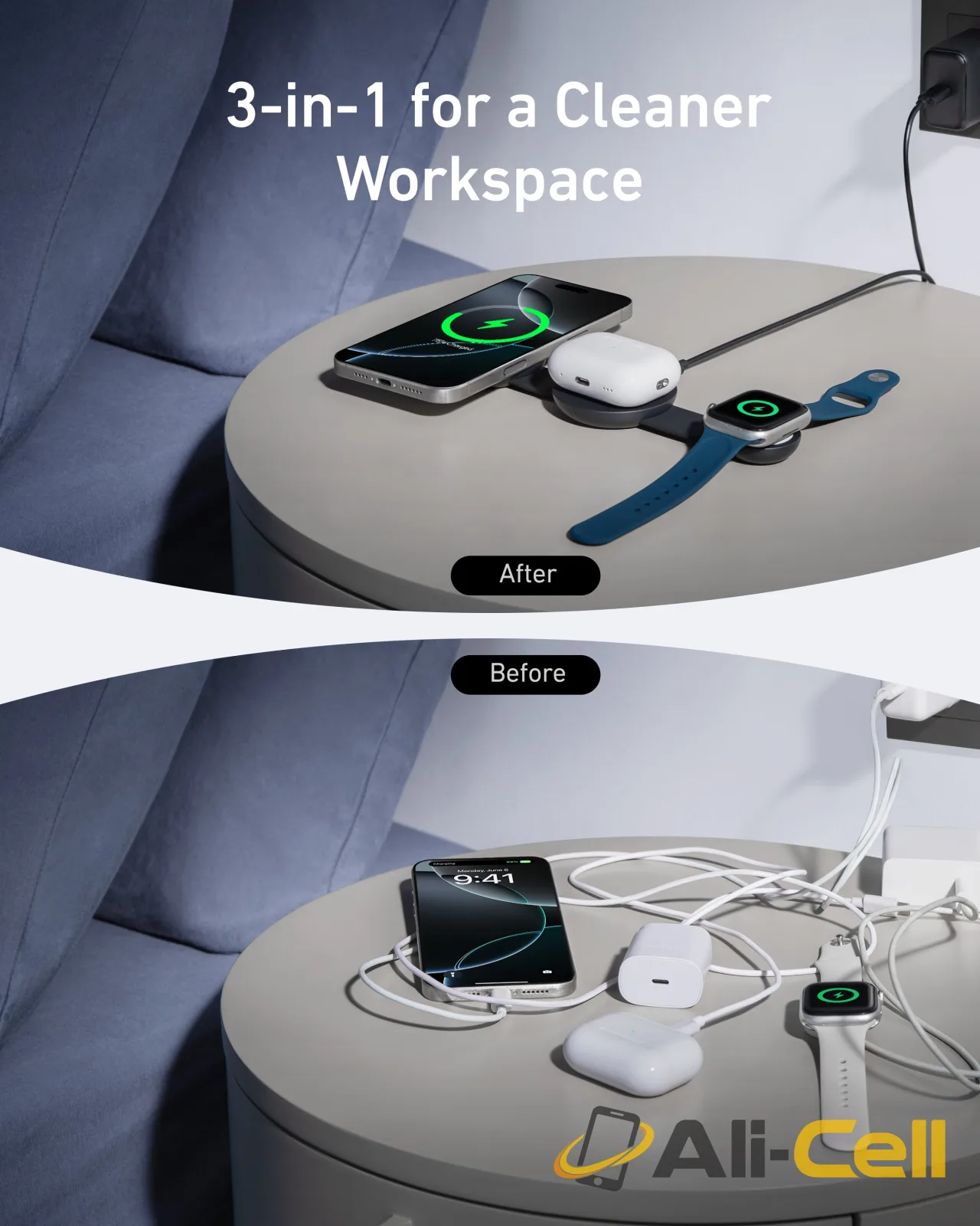 Anker MagGo Wireless Charging Station (3-in-1, Foldable Pad) (Teal Oasis / With Adapter) — 6