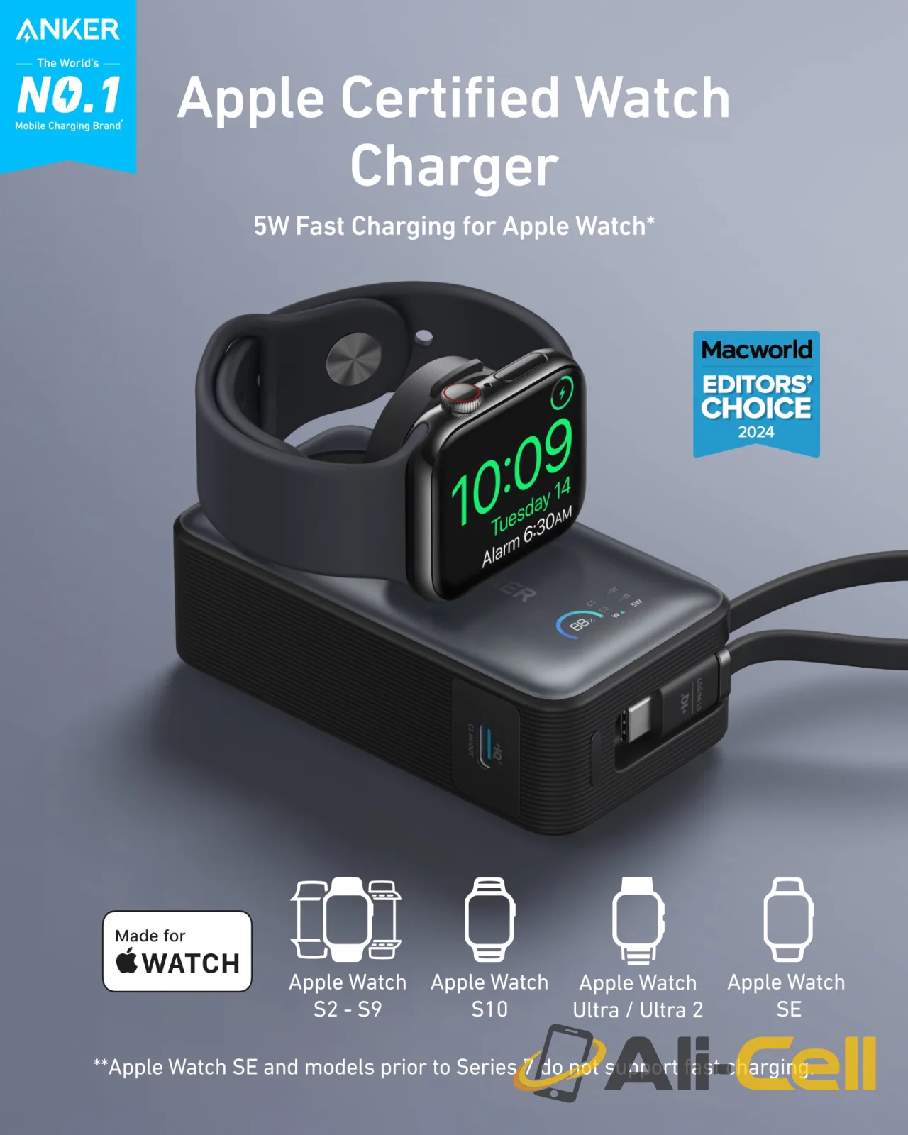 Anker MagGo Power Bank (10K, 35W, For Apple Watch) (Black Stone) — 2