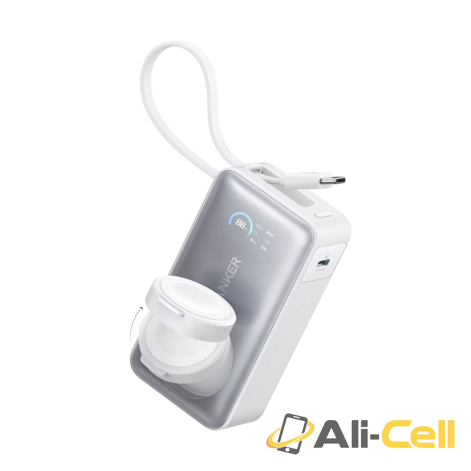 Anker MagGo Power Bank (10K, 35W, For Apple Watch) (Aurora White)