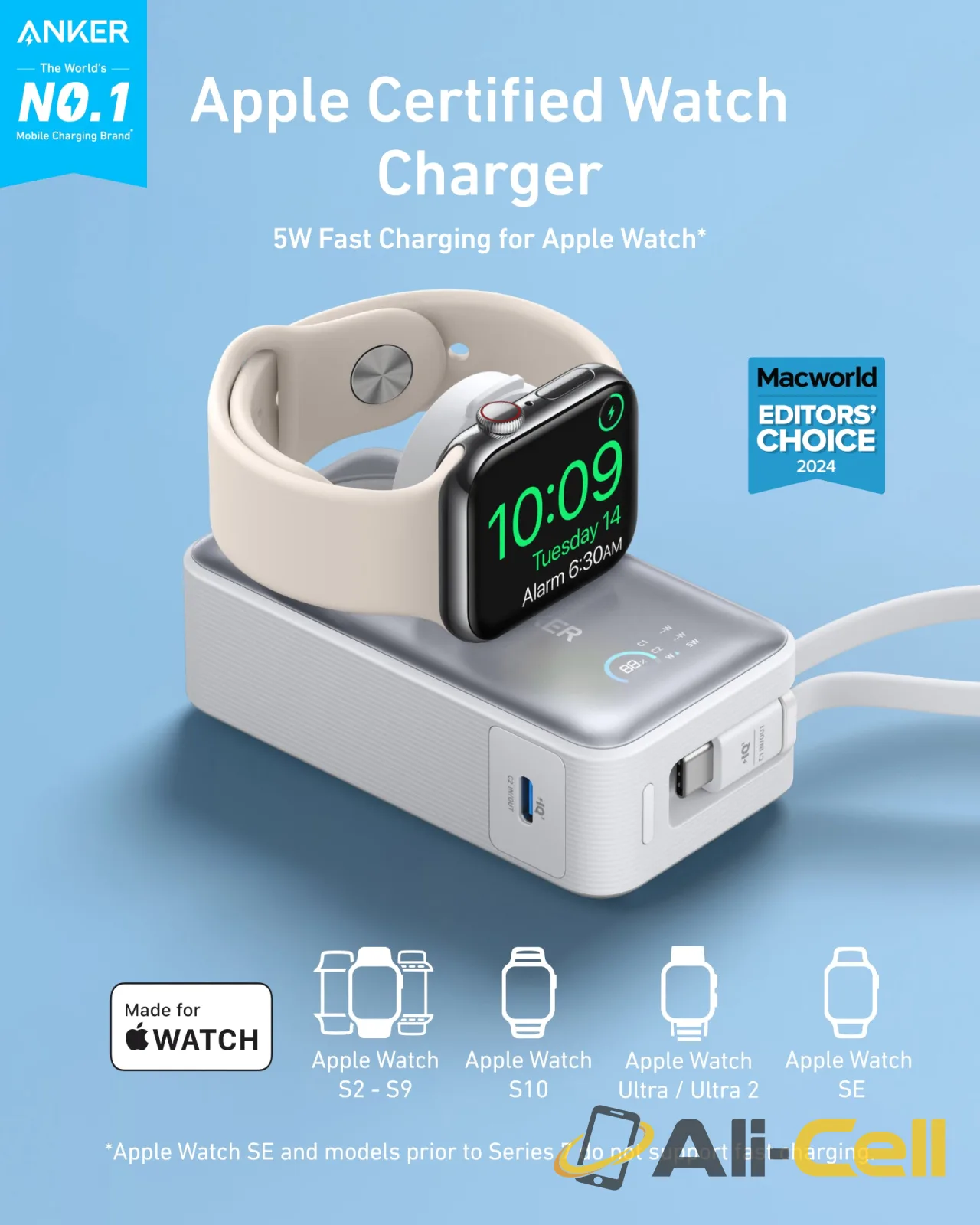 Anker MagGo Power Bank (10K, 35W, For Apple Watch) (Aurora White) — 8