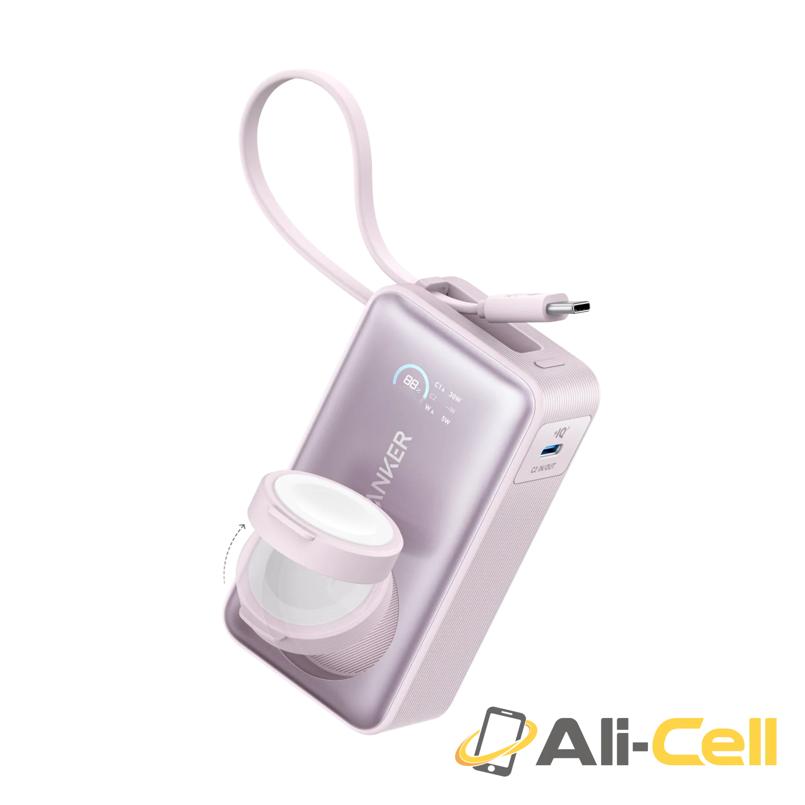 Anker MagGo Power Bank (10K, 35W, For Apple Watch) (Pink Aura)