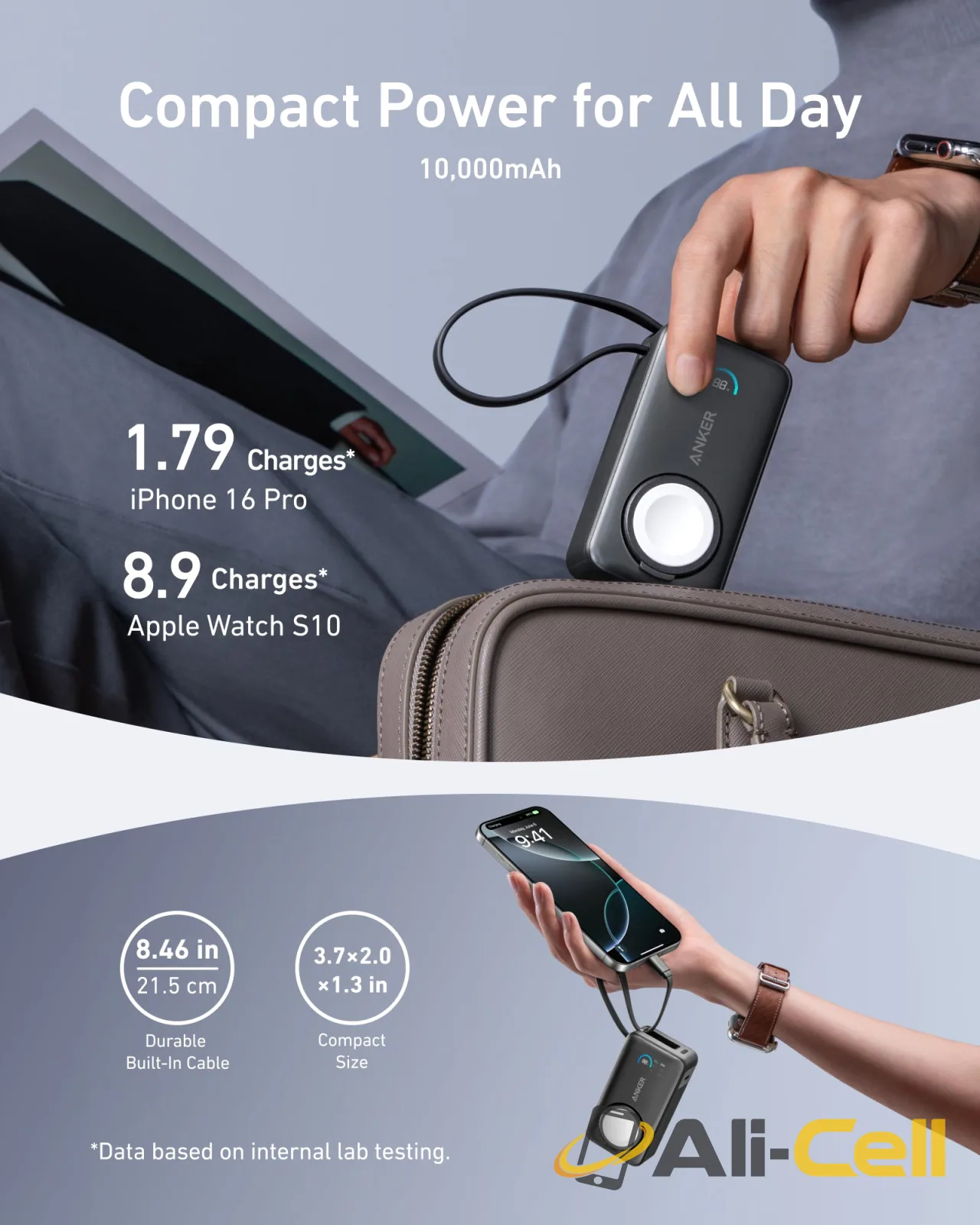 Anker MagGo Power Bank (10K, 35W, For Apple Watch) (Pink Aura) — 5