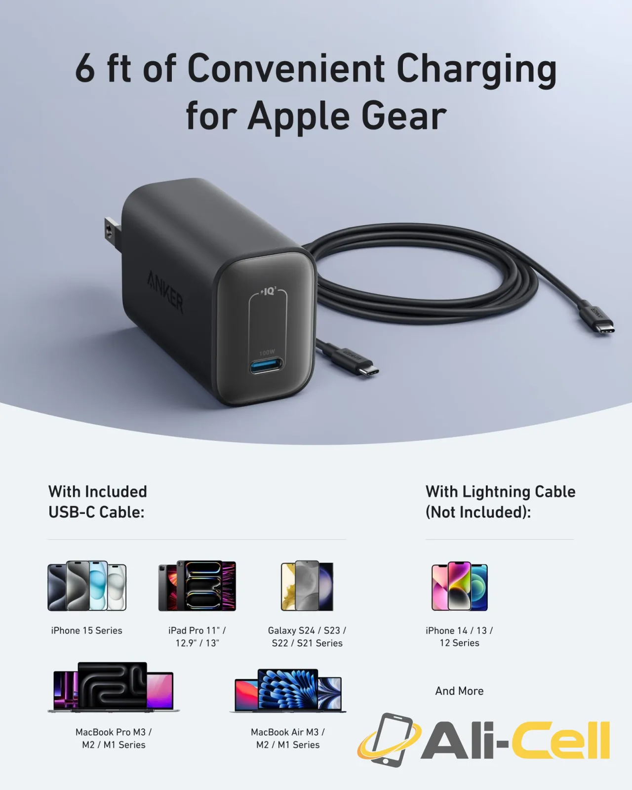 Anker Nano Charger (100W) with USB-C Cable (Shell White) — 6