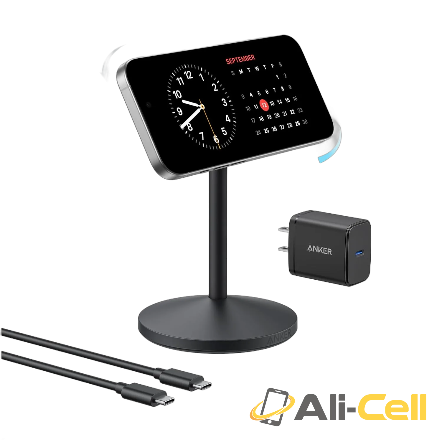 Anker MagGo Wireless Charger (Stand) (Black Stone / With Cable & Adapter)