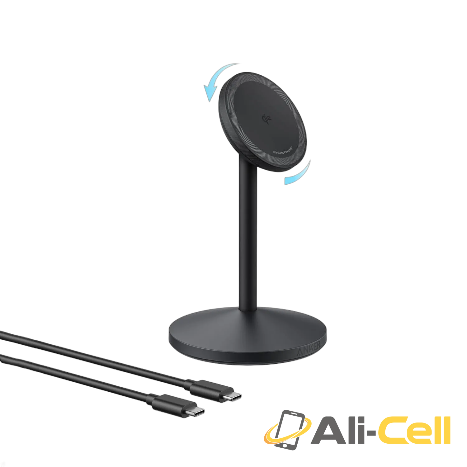 Anker MagGo Wireless Charger (Stand) (Black Stone / With Cable & Adapter) — 2