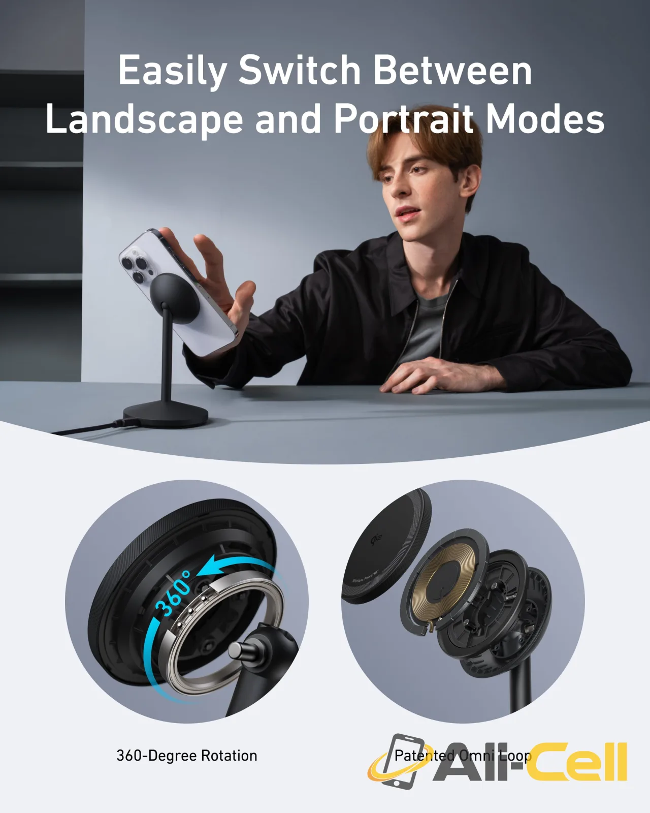 Anker MagGo Wireless Charger (Stand) (Black Stone / With Cable & Adapter) — 5
