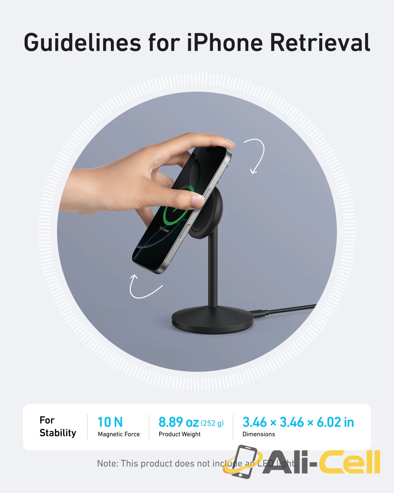 Anker MagGo Wireless Charger (Stand) (Black Stone / With Cable & Adapter) — 8