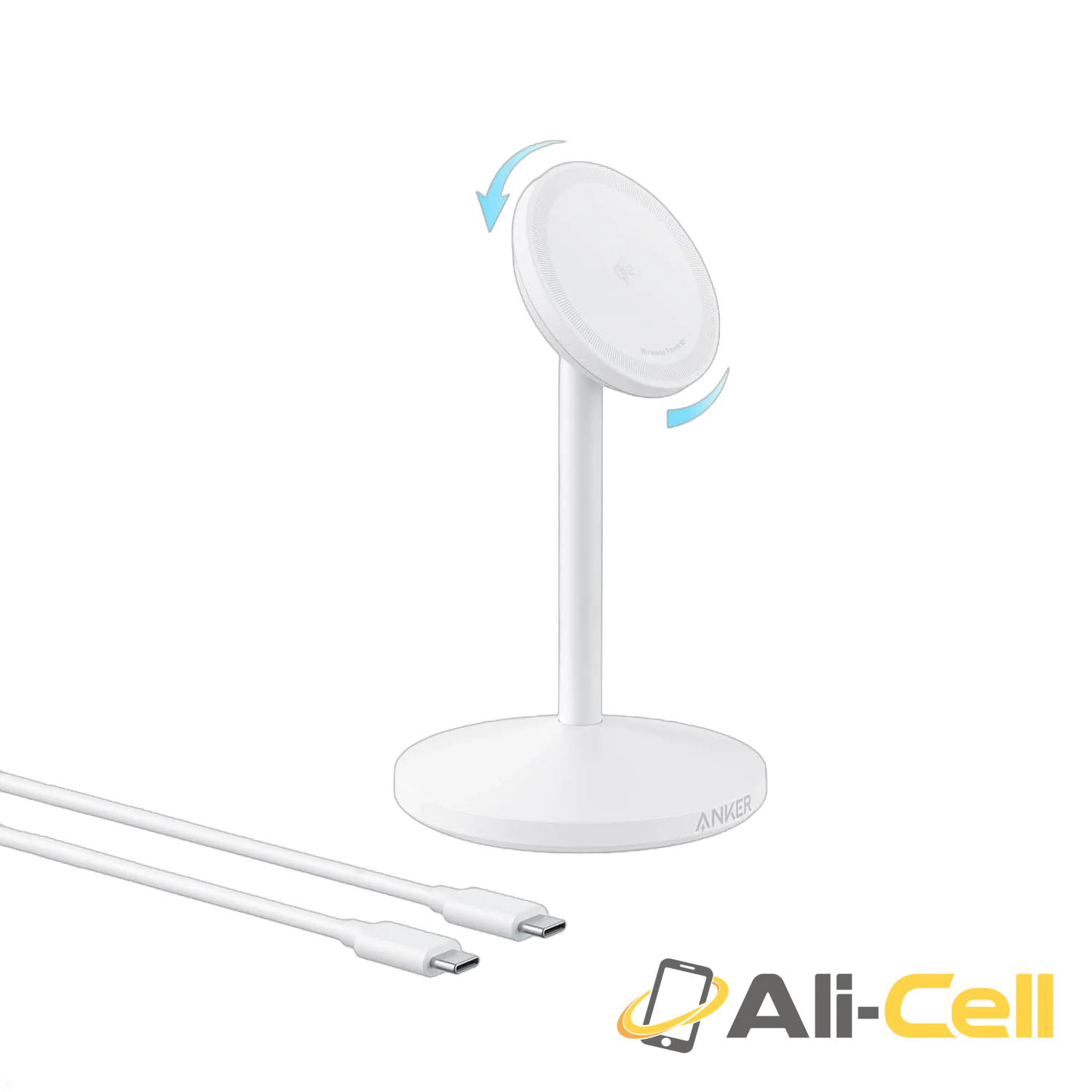 Anker MagGo Wireless Charger (Stand) (Aurora White / With Cable)