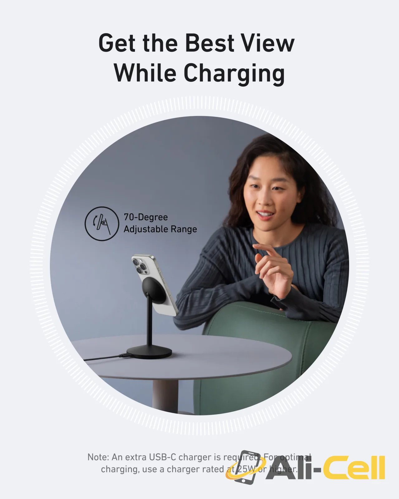 Anker MagGo Wireless Charger (Stand) (Aurora White / With Cable) — 6