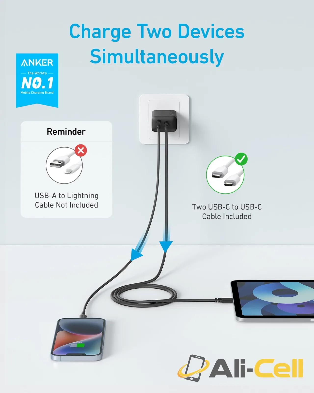 Refurbished Anker 20W Fast Wall Charger (2-Pack) (Black) — 2