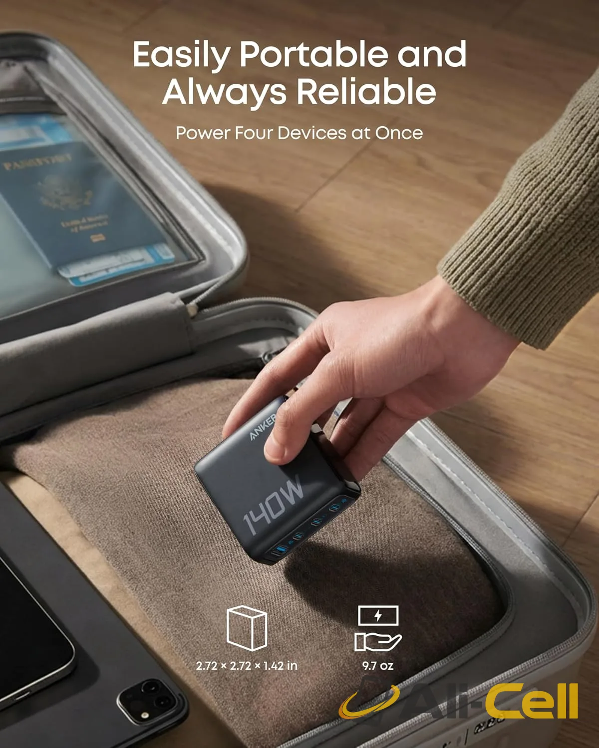 Anker Charger (140W, 4-Port, PD 3.1) with USB-C Cable (Dark Gray) — 5
