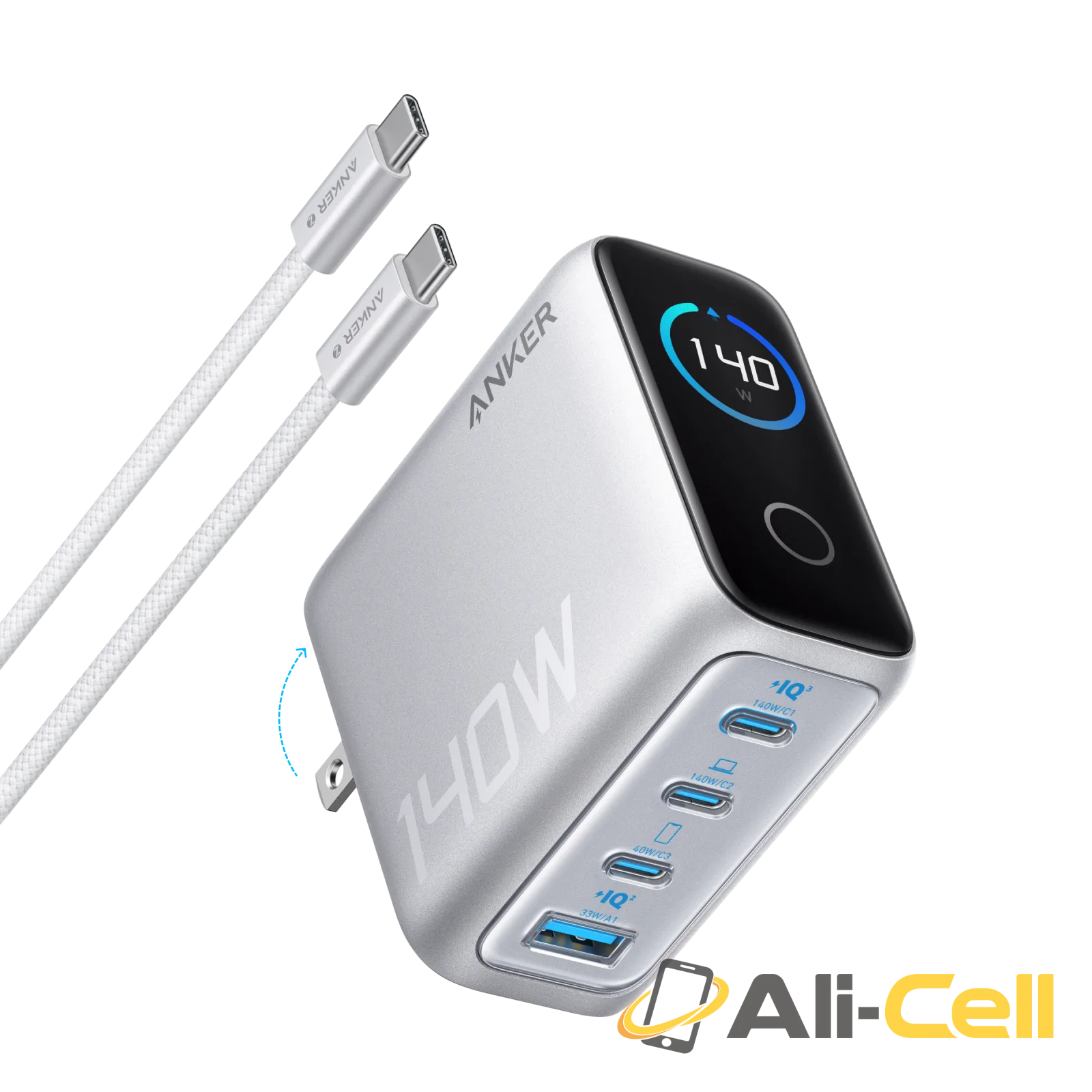 Anker Charger (140W, 4-Port, PD 3.1) with USB-C Cable (Dark Gray) — 7