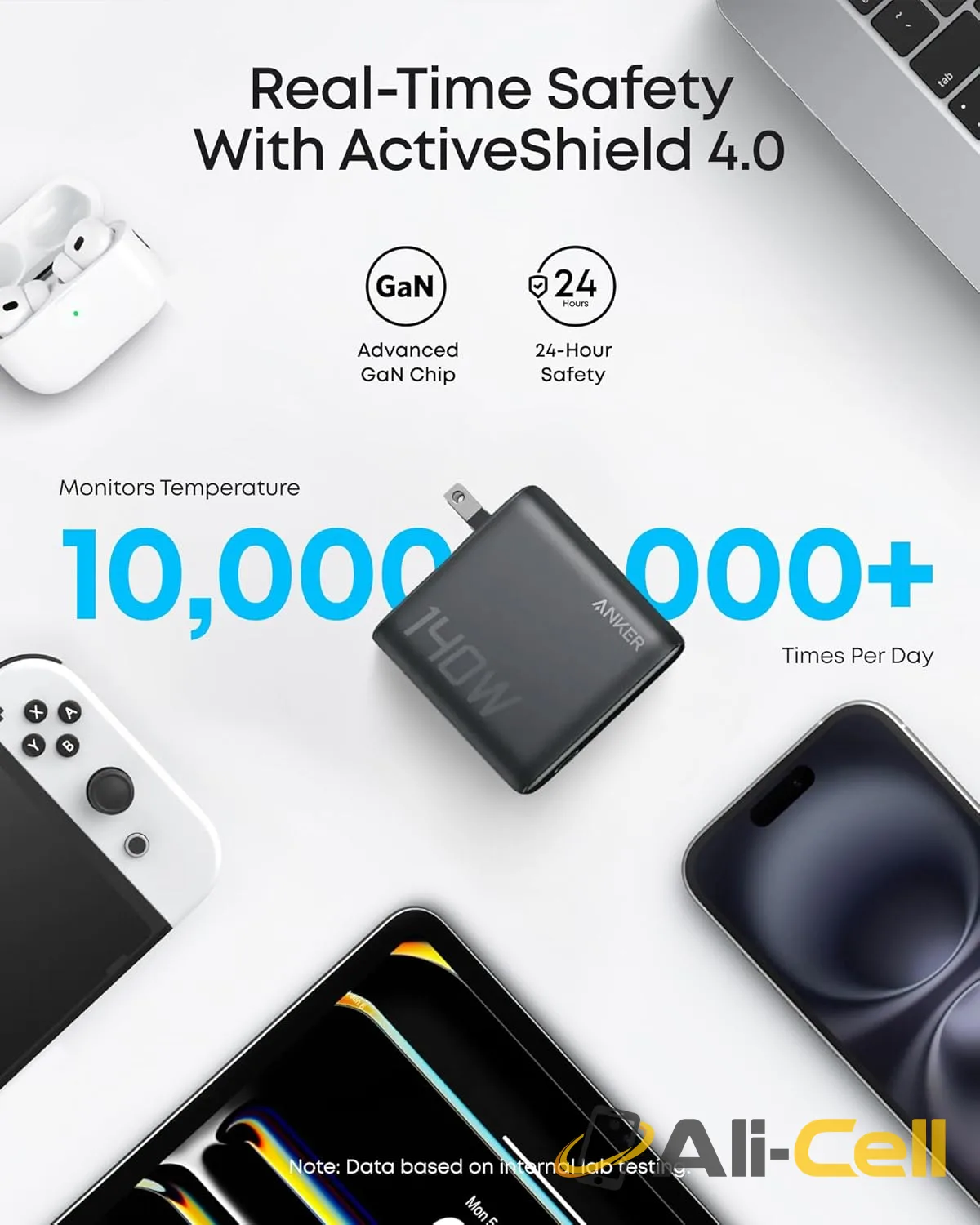 Anker Charger (140W, 4-Port, PD 3.1) with USB-C Cable (Silver) — 7