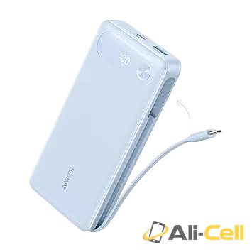 Anker Power Bank (20K, 87W, Built-In USB-C Cable) (Misty Blue)