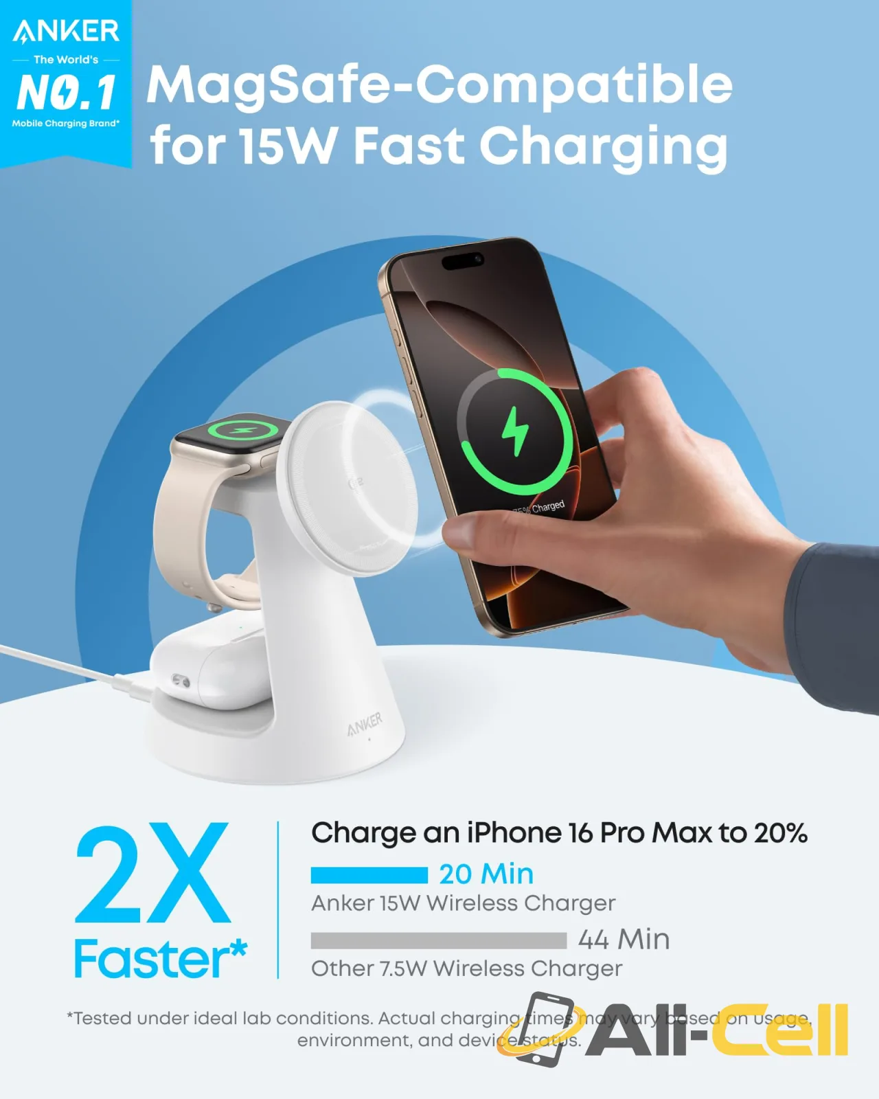 Anker MagGo Wireless Charging Station (3-in-1, Dock Stand) (Black) — 3