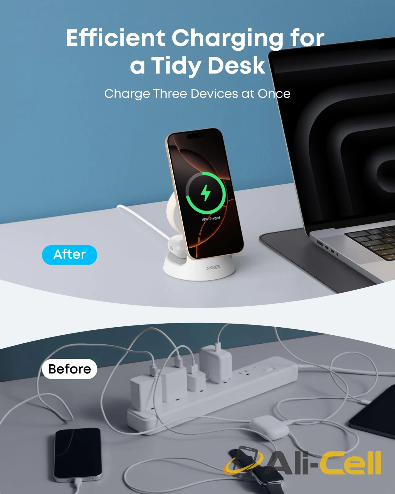 Anker MagGo Wireless Charging Station (3-in-1, Dock Stand) (Black) — 5