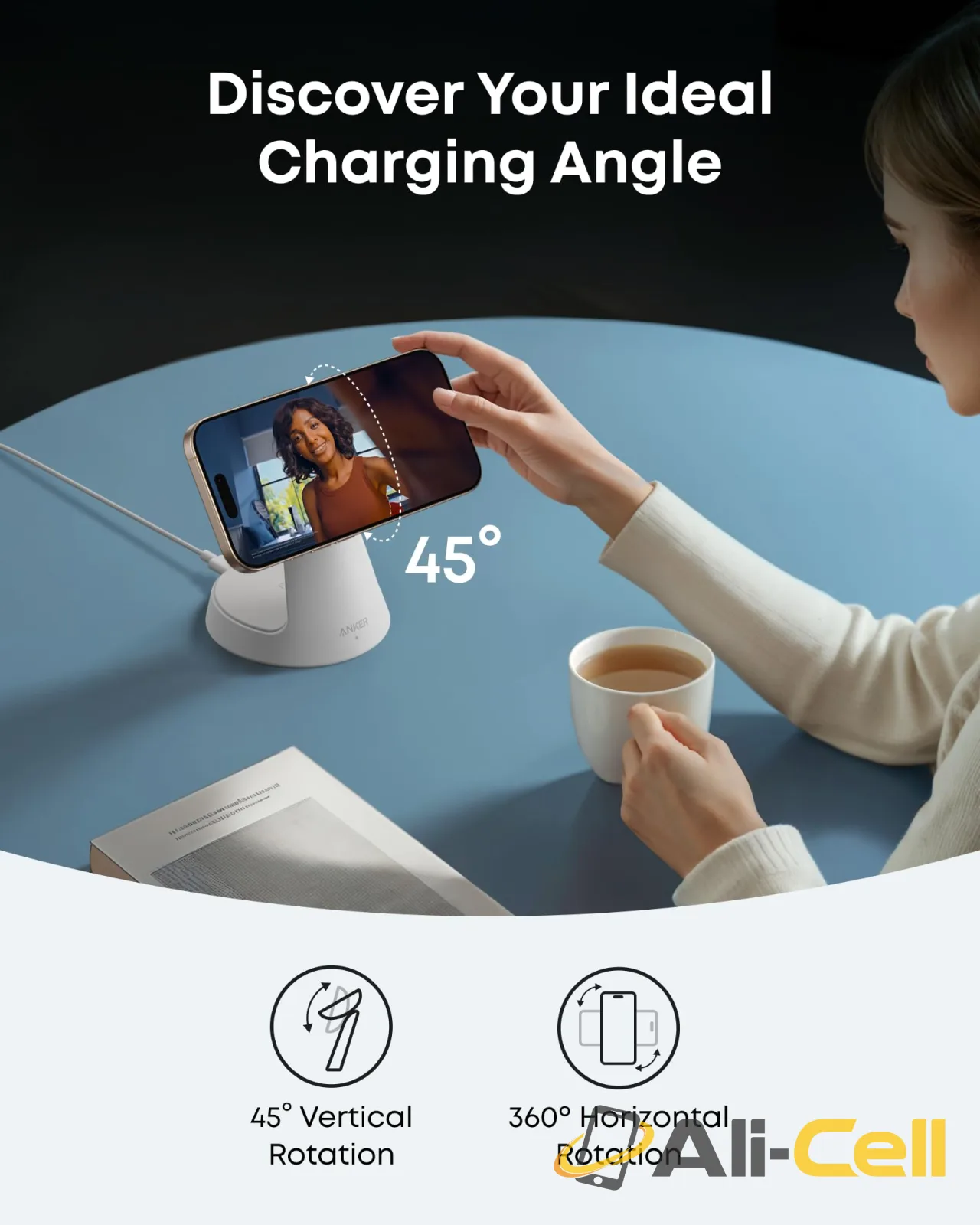 Anker MagGo Wireless Charging Station (3-in-1, Dock Stand) (Aurora White) — 6
